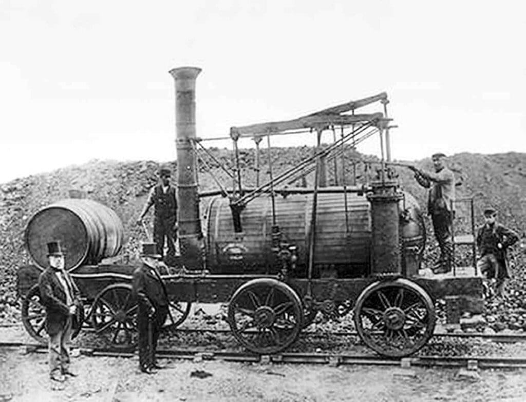 Puffing Billy’s sister locomotive Wylam Dilly at work in 1862. BEAMISH MUSEUM
